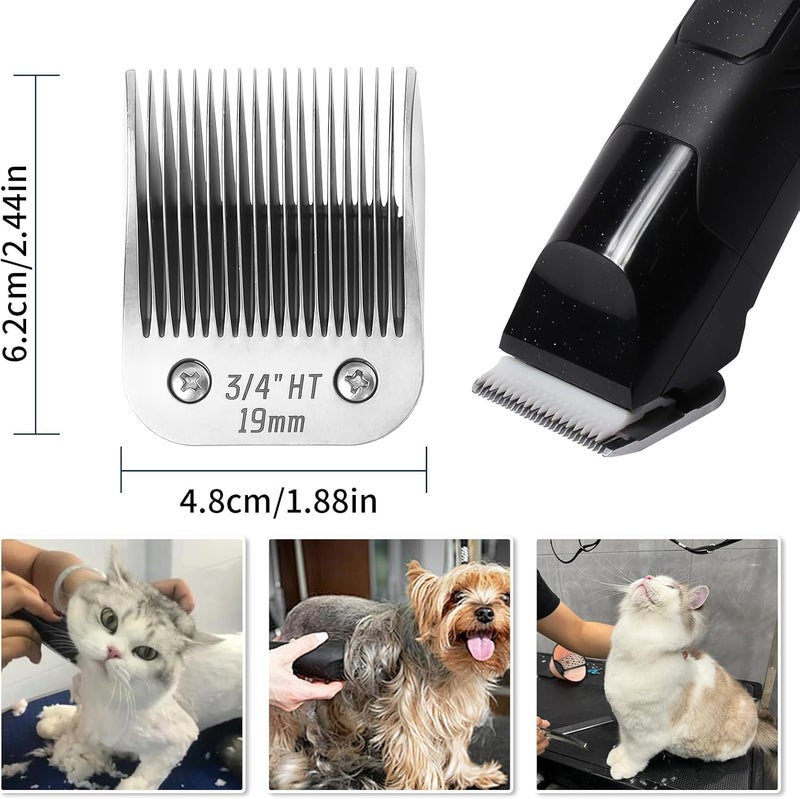 OEMIRY 2 Pcs Size 3/4HT Detachable Dog Grooming Blades, Compatible with Andis, Oster A5, Wahl KM10 Series Clippers, Cut Length 19mm, Silver(3/4HT 19mm, 2 Packs) - Image 4